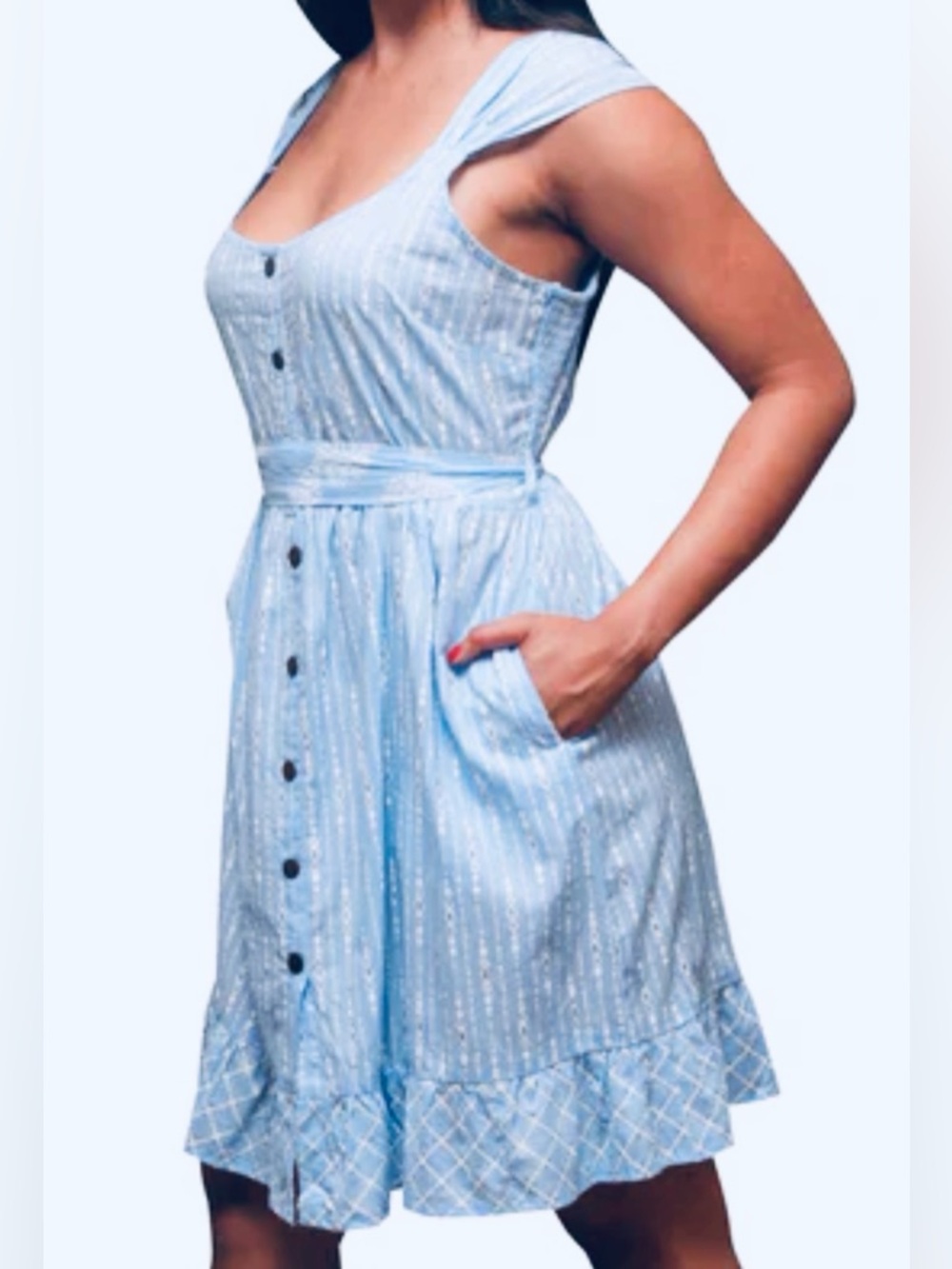 Sacred Threads Light blue smocked tiered sundress